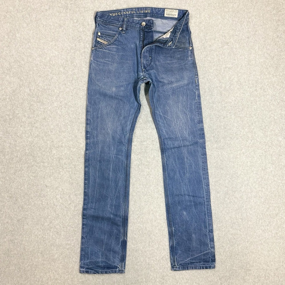 Diesel KROOLEY Jeans Mens 27x32 Regular Slim Carrot Acid Wash Zip Fly‎ 0801W